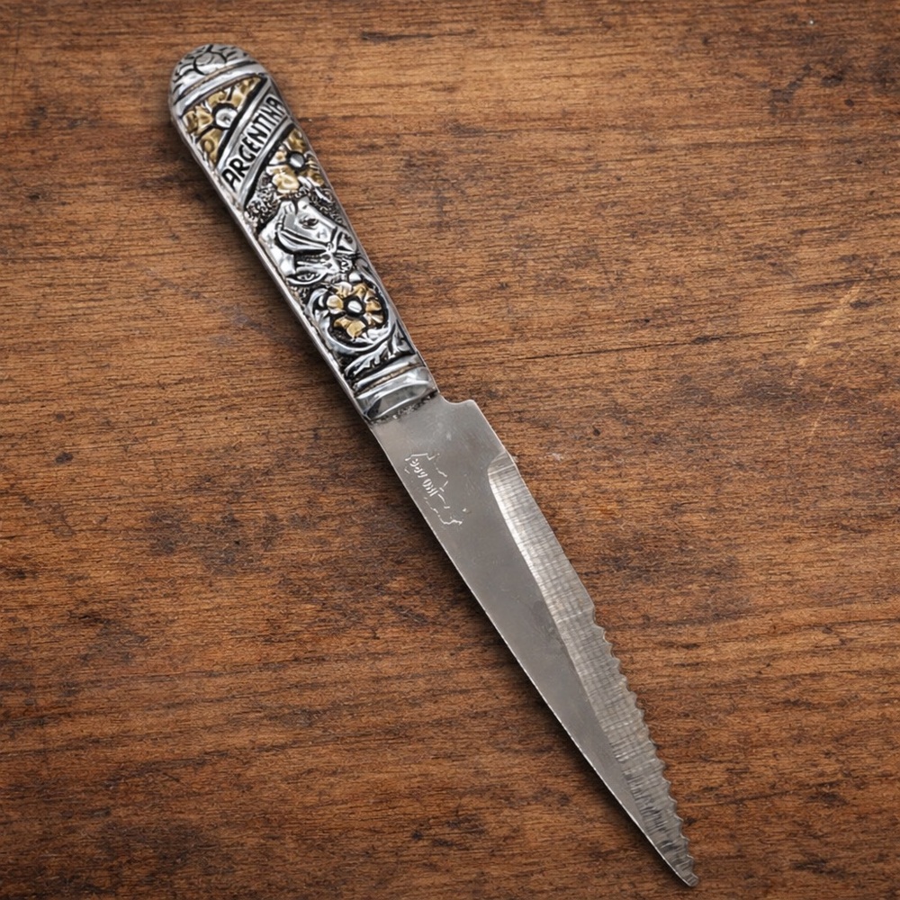 ARGENTINA ALPACA SILVER GAUCHO KNIFE WITH SHEATH